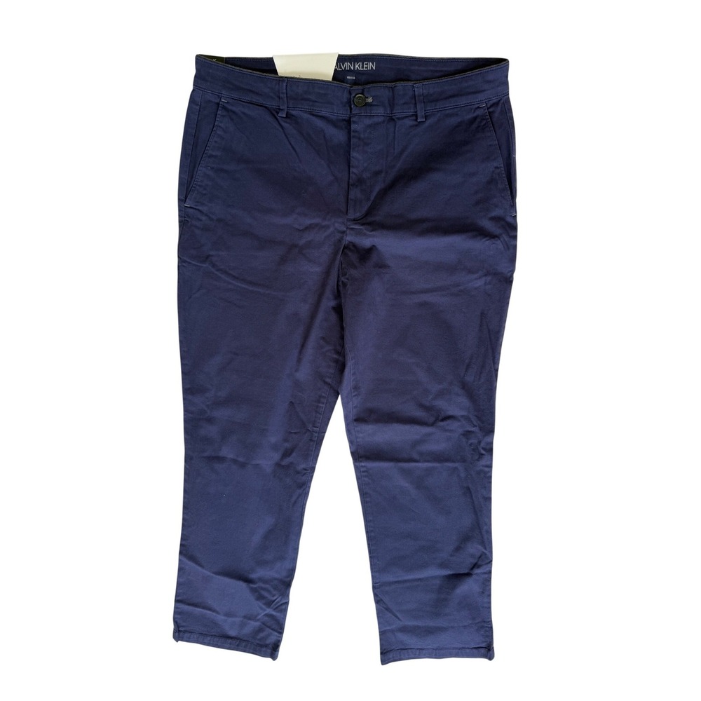 Calvin Klein Mens Chino Pants Sz 36x30 Blue Stretch Casual Workwear Outdoor NWT